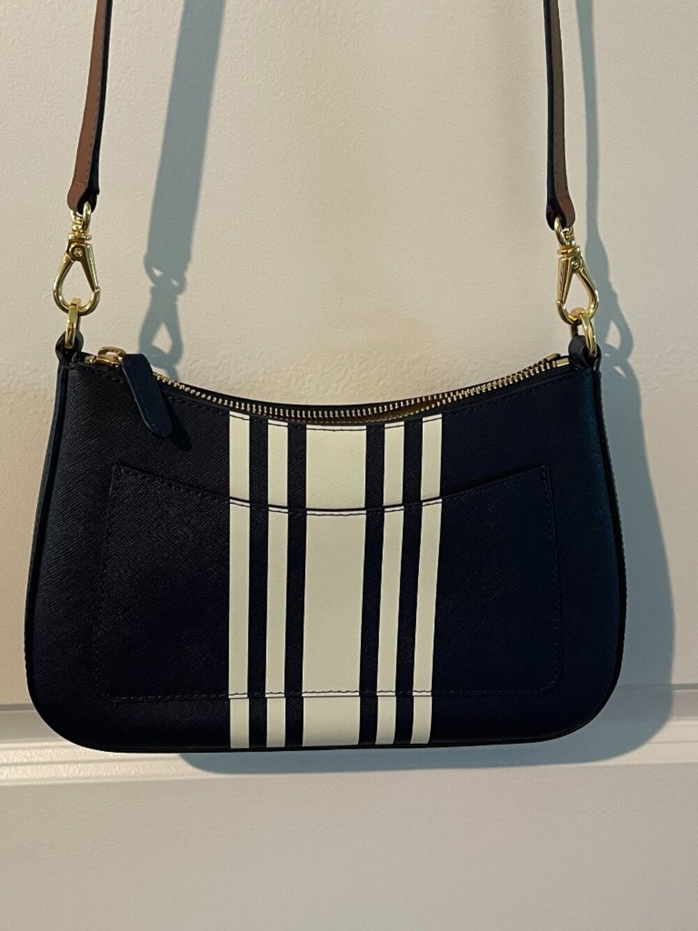 *Rare* NWOT Lauren Ralph Lauren Striped Leather Medium Danni Bag - Picture 4 of 12